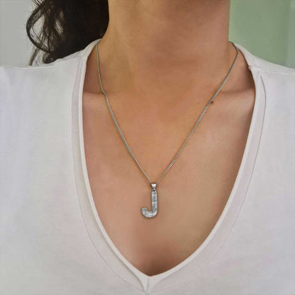 Handmade Unisex Special Design 925 Sterling Silver Monogram J Letter Necklace