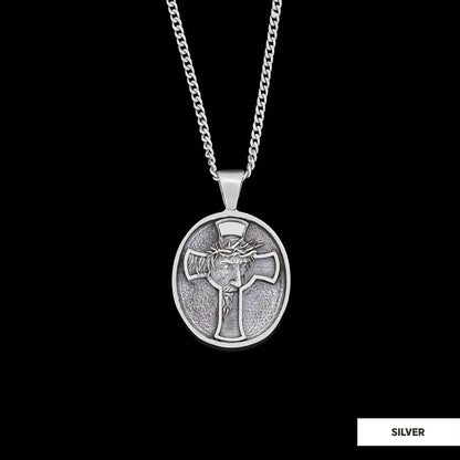 Jesus Cross Necklace, Christ Jesus Silver Necklace, Jesus Men's Gift, Christian Pendant, Gold Plated Cross Pendant Christian Accessory