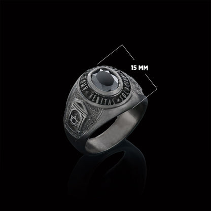 Jewish Masonic Round Ring, Custom Stone Mason Ring, Freemasonic Ring, Master Mason Ring