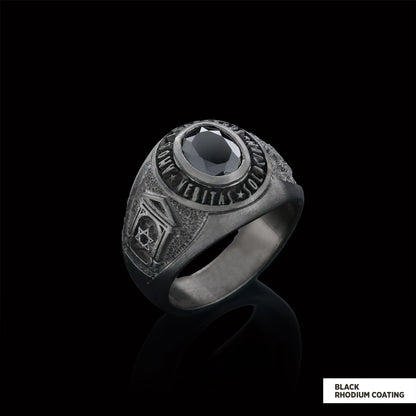 Jewish Masonic Round Ring, Custom Stone Mason Ring, Freemasonic Ring, Master Mason Ring