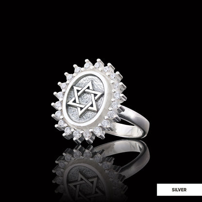 Jewish Star Ring, Silver Menorah Ring, Hebrew Chanukah Menorah Ring, Magen David Ring, Shield of David Ring