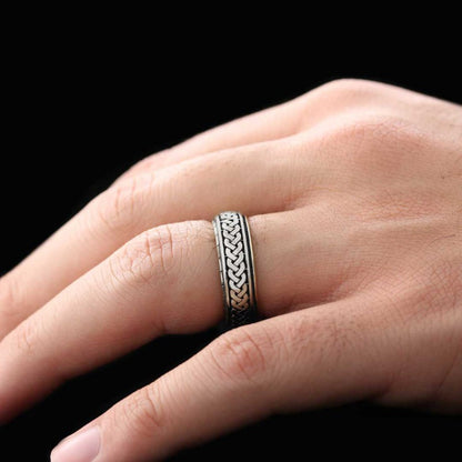 Knit Pattern Cornered  925 Silver Wedding Ring