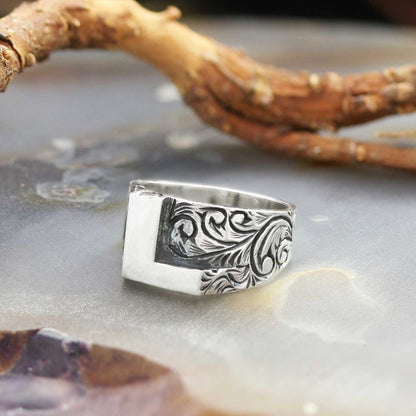 L Bold Letter 925 Sterling Silver Monogram Women Ring