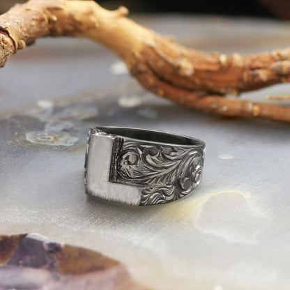 L Bold Letter 925 Sterling Silver Monogram Women Ring