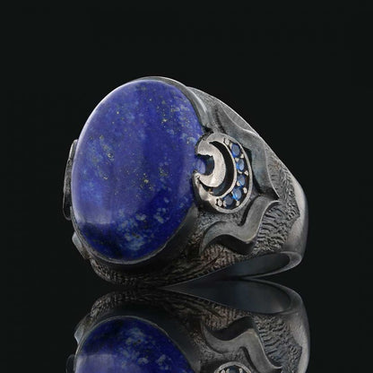 Lapis Stone Silver Men Ring