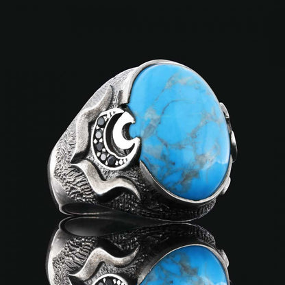 Lapis Stone Silver Men Ring