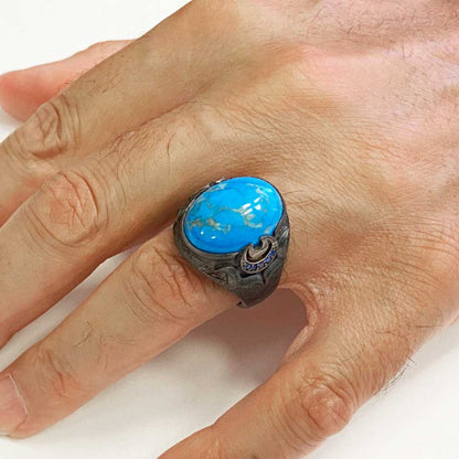 Lapis Stone Silver Men Ring
