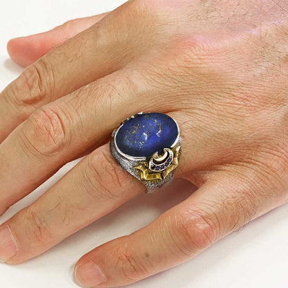 Lapis Stone Silver Men Ring