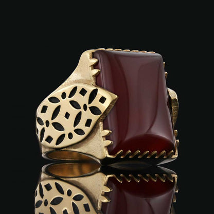 925 Silver Ring With Leaf Motif Stone