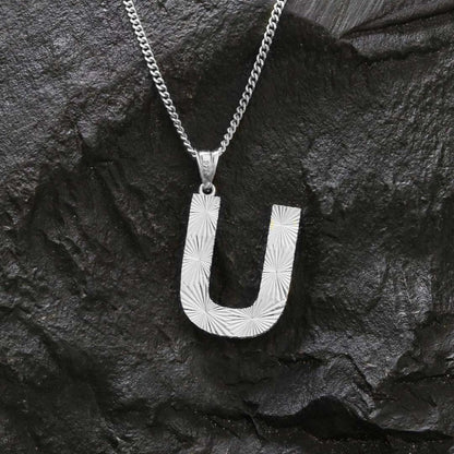 Letter Handmade Monogram U Sterling Silver Necklace