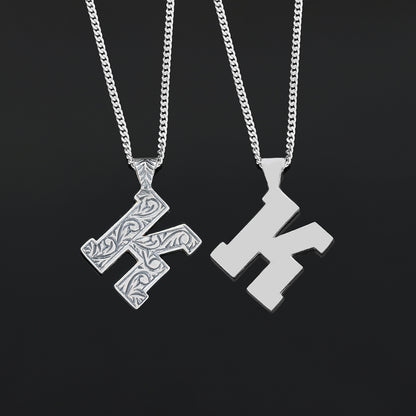 Letter  Handmade Special Design 925 Sterling Silver Monogram K Necklace