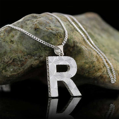 Letter Handmade Special Design Monogram R Sterling Silver Necklace