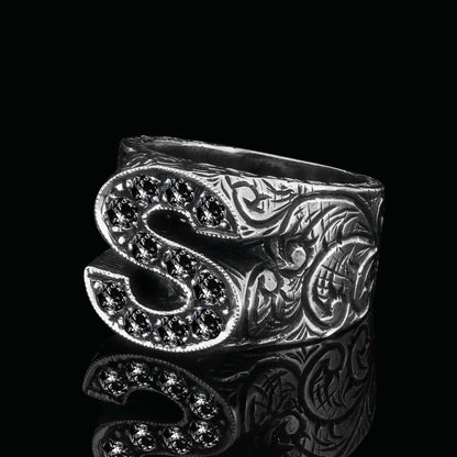 Handmade Silver Letter S Monogram Ring