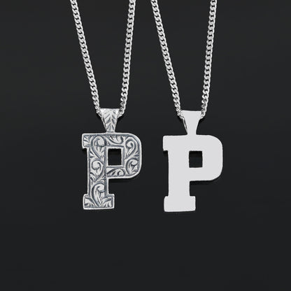 Letter Sterling Silver Handmade Special Design Monogram P Necklace