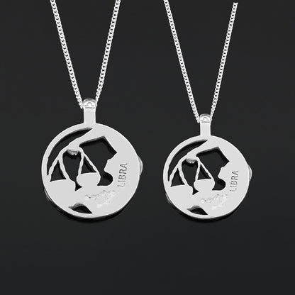 Libra Pendant, Sterling Silver Libra Necklace, Handmade Libra Jewelry, Horoscope Libra Necklace