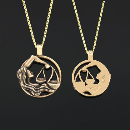 Libra Pendant, Sterling Silver Libra Necklace, Handmade Libra Jewelry, Horoscope Libra Necklace