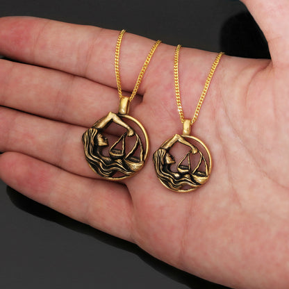Libra Pendant, Sterling Silver Libra Necklace, Handmade Libra Jewelry, Horoscope Libra Necklace