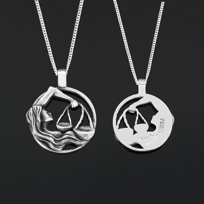 Libra Pendant, Sterling Silver Libra Necklace, Handmade Libra Jewelry, Horoscope Libra Necklace