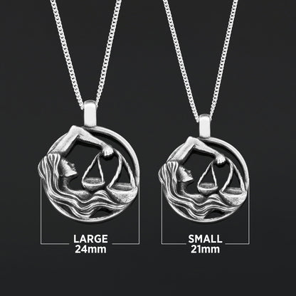 Libra Pendant, Sterling Silver Libra Necklace, Handmade Libra Jewelry, Horoscope Libra Necklace