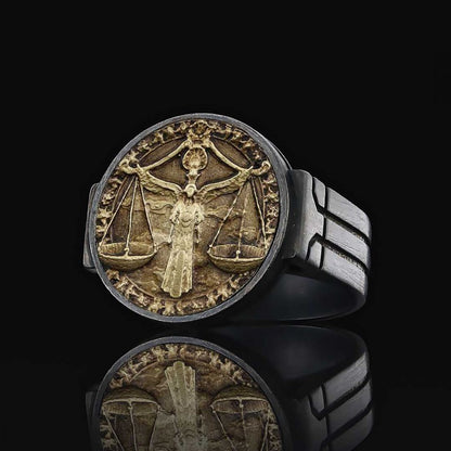 Libra Zodiac Round Ring