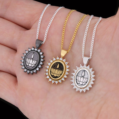 Lotus Flower Necklace, Buddhist Symbol Necklace, Stoned Buddhist Necklace, Lotus Jewelry, Women's Gift Accessory
