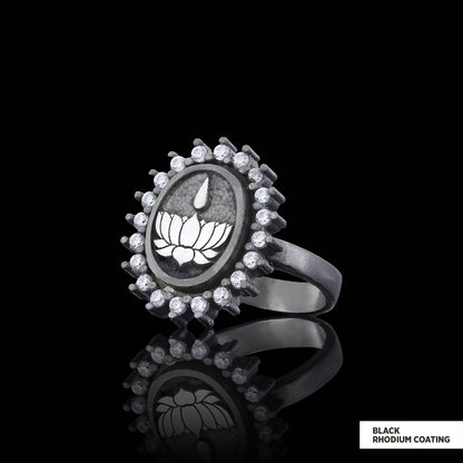 Lotus Flower Ring, Buddhist Symbol Ring, Stoned Buddhist Ring, Lotus Jewelry, Women's Gift Accessory
