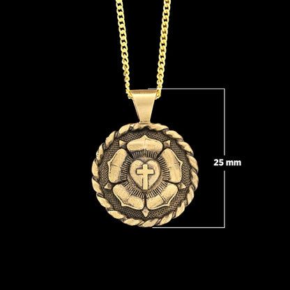 Lutheranism Pendant, Rosae Crucis Necklace, Rose and Cross Pendant, Amorc Necklace, Lutheranism Jewelry, Gift for Her, Gift for Him
