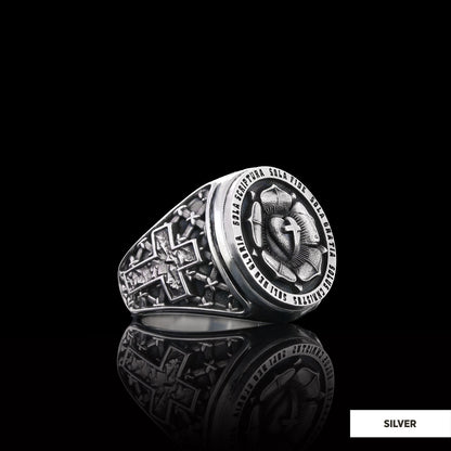 Lutheranism Ring, Rosae Crucis Ring, Rose and Cross Ring, Amorc Ring, Lutheranism Jewelry, Gift for Her, Gift for Him