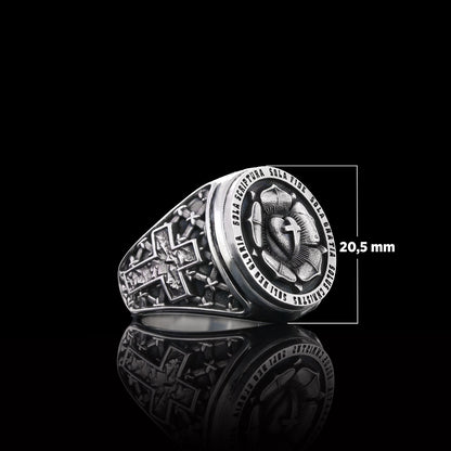 Lutheranism Ring, Rosae Crucis Ring, Rose and Cross Ring, Amorc Ring, Lutheranism Jewelry, Gift for Her, Gift for Him