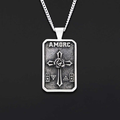 Mason Charm Necklace, Rosicrucian Order Jewelry, Freemason Pendant