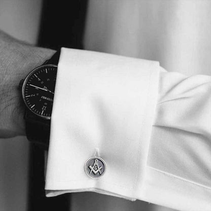 Special Design Round Masonic Sterling Silver Lodge Cufflink