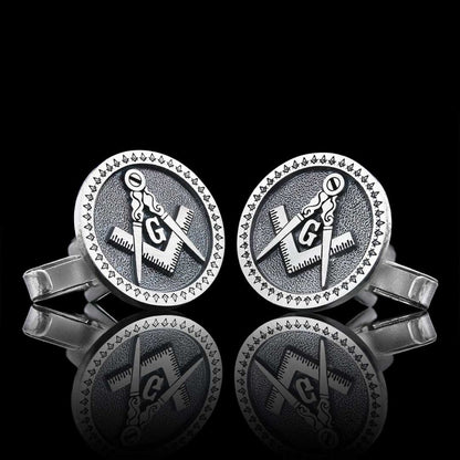 Special Design Round Masonic Sterling Silver Lodge Cufflink
