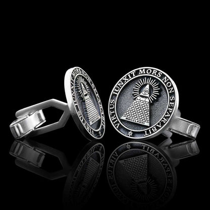 Custom Design Silver Round The Eye Masonic Cufflink