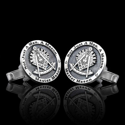 Round Special Design Silver Past Master Masonic Cufflink