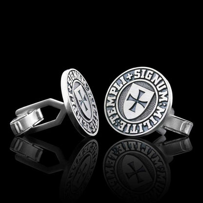 Special Design Silver Templi Signum Militie Masonic Cufflink