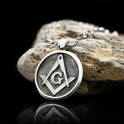 Round Special Design Lodge Masonic Pendant, Mason Brotherhood Necklace