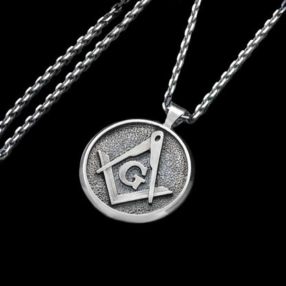 Round Special Design Lodge Masonic Pendant, Mason Brotherhood Necklace