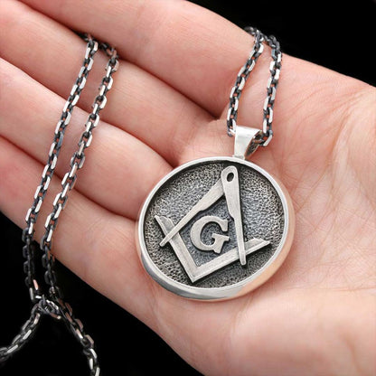 Round Special Design Lodge Masonic Pendant, Mason Brotherhood Necklace