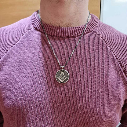 Round Special Design Lodge Masonic Pendant, Mason Brotherhood Necklace