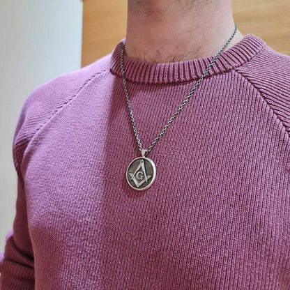 Round Special Design Lodge Masonic Pendant, Mason Brotherhood Necklace