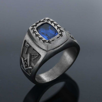 Acacia with Stone Masonic Ring, Master Mason Ring