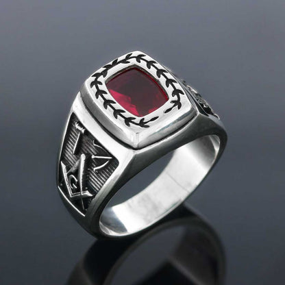 Acacia with Stone Masonic Ring, Master Mason Ring