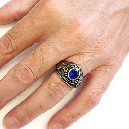 Masonic Silver Ring, Mystic Mason Ring, Mason's Emblem Ring