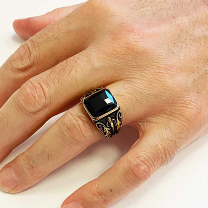 Men Gemstone Silver Ring