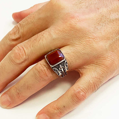 Men Gemstone Silver Ring