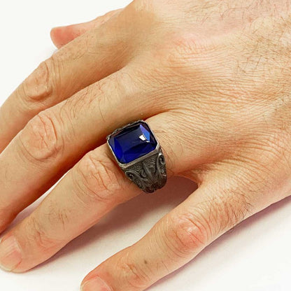 Men Gemstone Silver Ring
