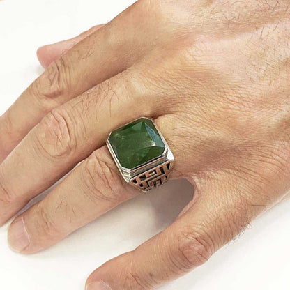 Unique Design Men Gemstone Silver Ring