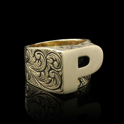 Monogram P Alphabet Ring