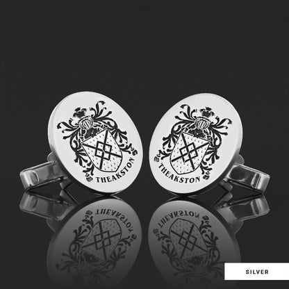 Oval Engraved Family Crest Cufflink