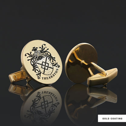 Oval Engraved Family Crest Cufflink